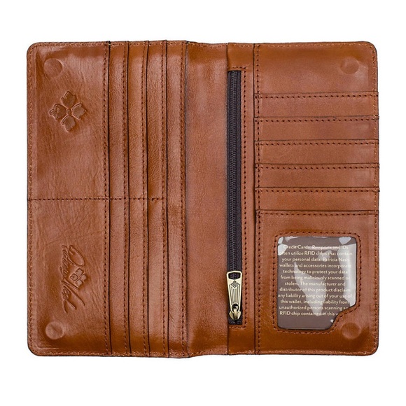 PATRICIA NASH Valentia leather women's clutch wristlet wallet Brown/Tan - Picture 4 of 4